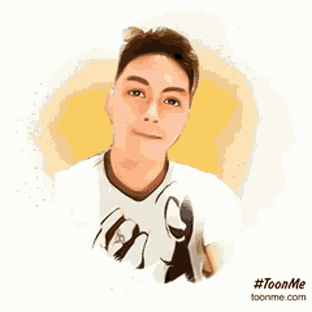 a cartoon drawing of a young man with #toonme on the bottom