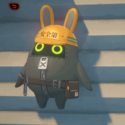 a cartoon character wearing a yellow helmet with chinese writing on it