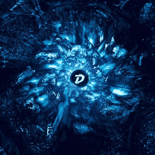 a coin with the letter d on it is surrounded by a dark blue background
