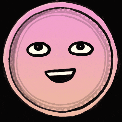 a cartoon drawing of a smiling face with a black background