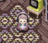 a pixel art of a person wearing headphones