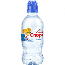 a bottle of water with a girl on it and the word sport on it