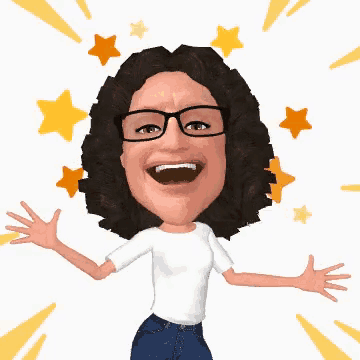 a cartoon of a woman wearing glasses and jeans