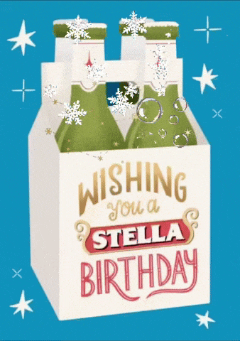 a birthday card with stella artois bottles