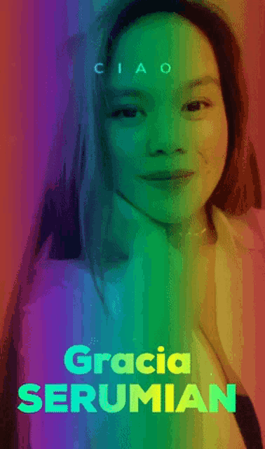a colorful poster with a woman and the name gracia serumian on it