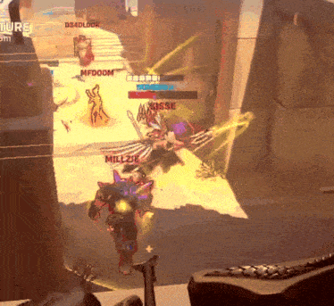 a video game is being played on a computer screen and the player millzie is being attacked by a monster