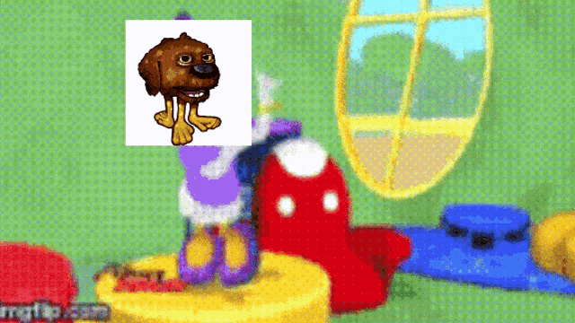 a cartoon drawing of a dog standing in front of a window with imgflip.com at the bottom