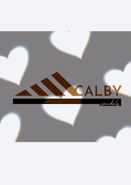 a logo for calby sandals is surrounded by white hearts