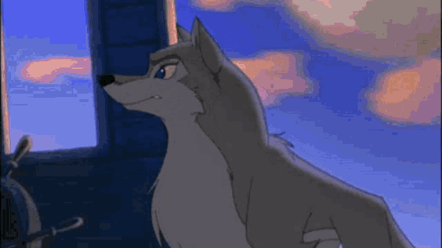 a cartoon wolf with a very angry look on his face