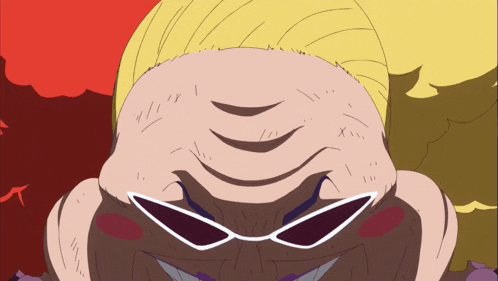 a close up of a cartoon character 's face with sunglasses