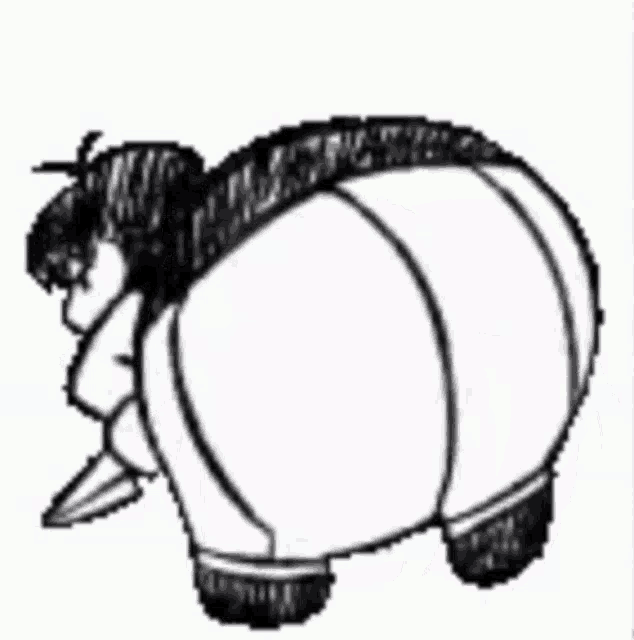 a black and white drawing of a person laying on their back with a large butt .