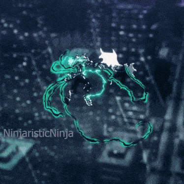 a drawing of a ninja with a purple background
