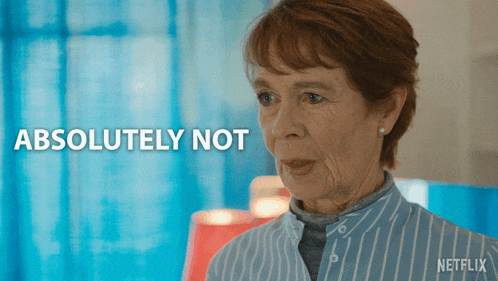 a woman in a striped shirt says absolutely not in front of a netflix logo
