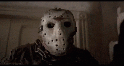 jason voorhees from friday the 13th is wearing a hockey mask and chains around his neck .