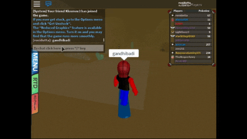 a screenshot of a video game with the name gandhibad at the bottom
