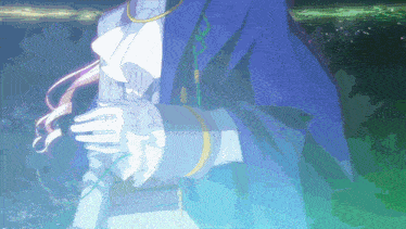 a person in a blue coat is holding something in their hands