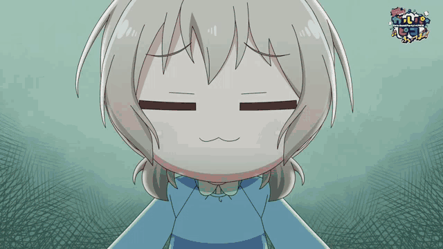 a cartoon drawing of a girl with a blue shirt on