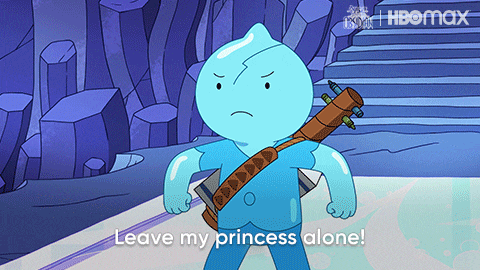 a cartoon character says " leave my princess alone " while holding a guitar