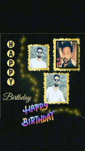 a happy birthday card with a collage of pictures of a man