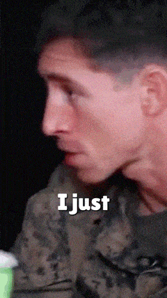 a close up of a man 's face with the caption i just