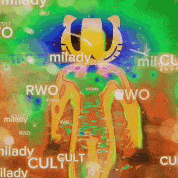 a colorful image of a person with the word milady surrounding them