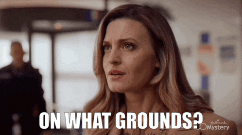 a woman says " on what grounds " in a hallmark mystery advertisement