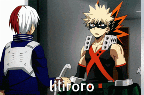 two anime characters are standing next to each other with the word litirro on the bottom left