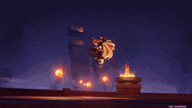 a computer generated image of a cartoon character with a flame coming out of its mouth