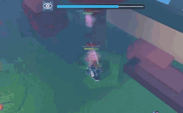 a person is flying through the air in a video game while another person is holding a sword .