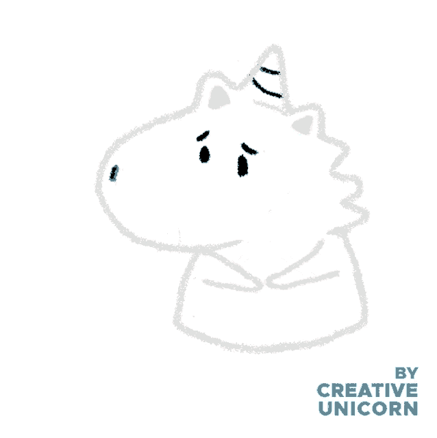 a drawing of a unicorn with a sad face and the words kesian ye