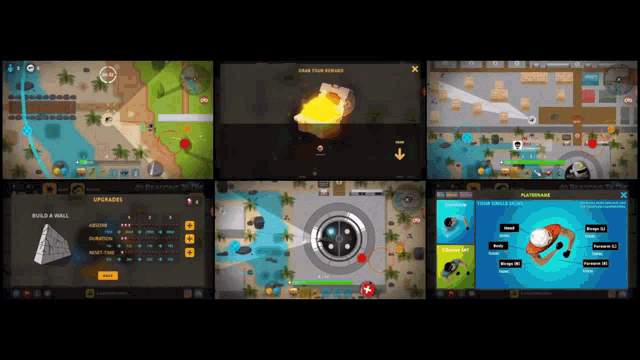 a screenshot of a video game shows a map and upgrades options
