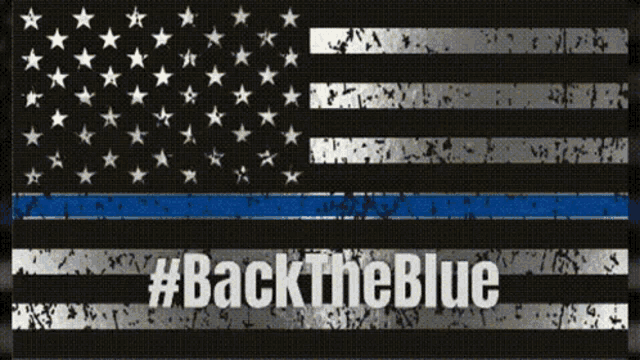 an american flag with the words #backtheblue written below it