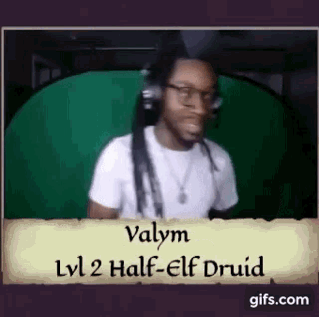 a man with dreadlocks is wearing headphones and a white shirt and is a half-elf druid .