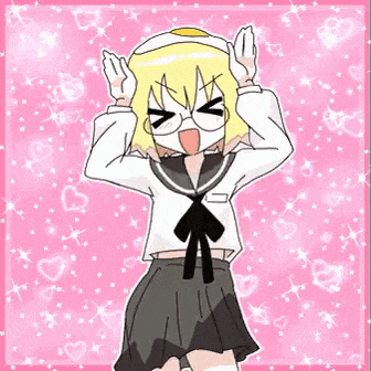 a girl in a school uniform is making a funny face