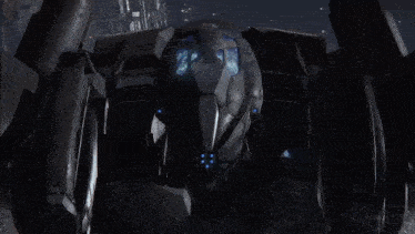 a robot with a green light coming out of it 's head
