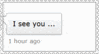 a blurred image of a button that says are you pooping