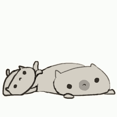 a drawing of two cats laying on top of each other .