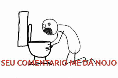 a black and white drawing of a person vomiting and the words seu comentario me da nojo