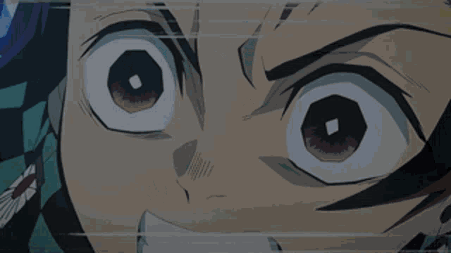 a close up of a cartoon character with a sword in his mouth
