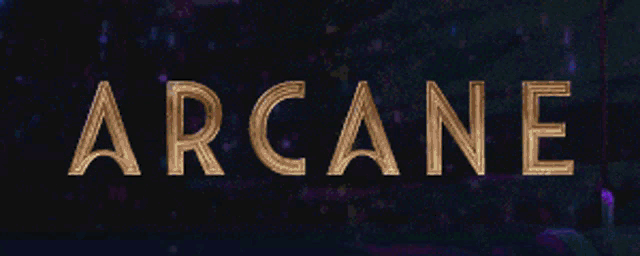 a sign that says arcane on it in gold letters