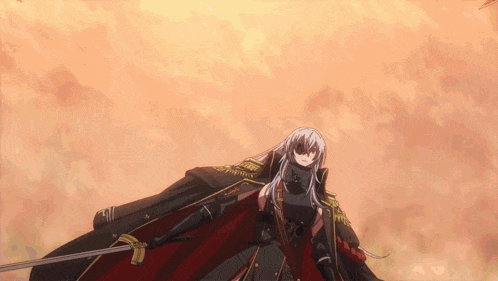 a woman with long white hair is wearing a military uniform