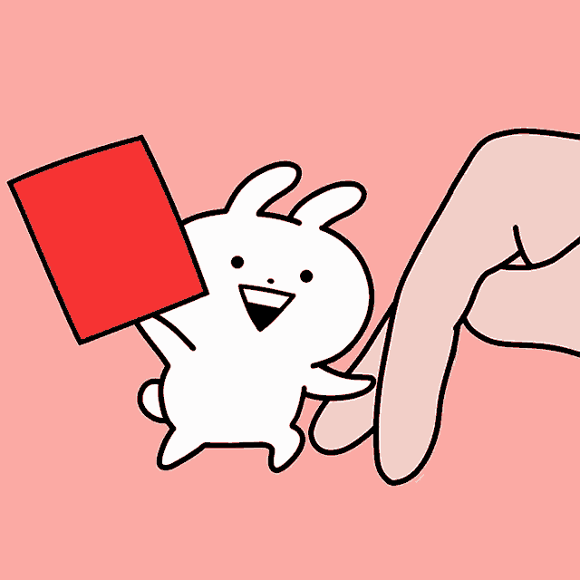 a cartoon rabbit is holding a red square