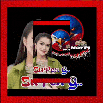 a picture of a woman and an eagle with the words super g on the bottom