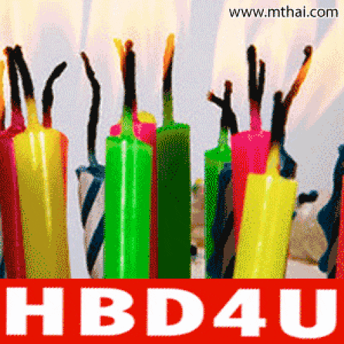 a picture of birthday candles with the website www.mthai.com on the bottom
