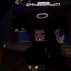 a cartoon character is eating a piece of food while another character watches
