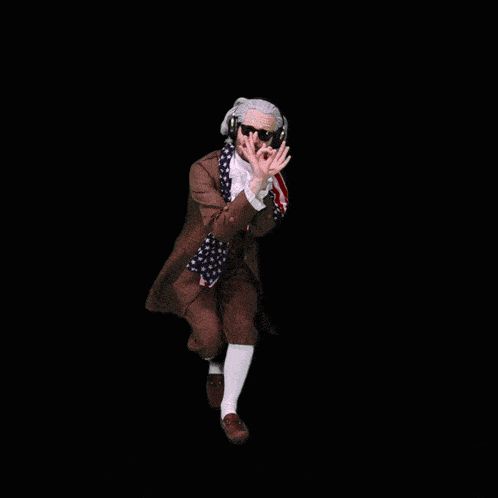 a man wearing a wig and sunglasses holds a bunch of money in his hands