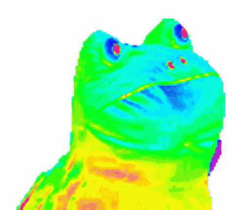 a green and blue frog with a red spot on its neck
