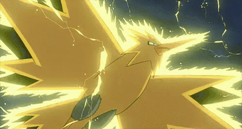 a cartoon bird is flying through the air with a lightning bolt coming out of its wings .