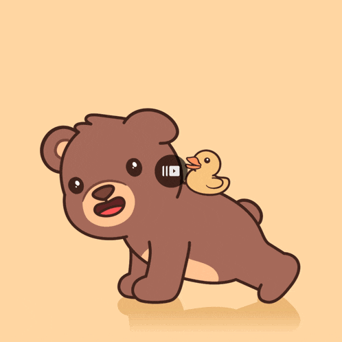 a teddy bear with a rubber duck on its back and a youtube logo