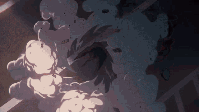 a cartoon drawing of a explosion with smoke coming out of the ground
